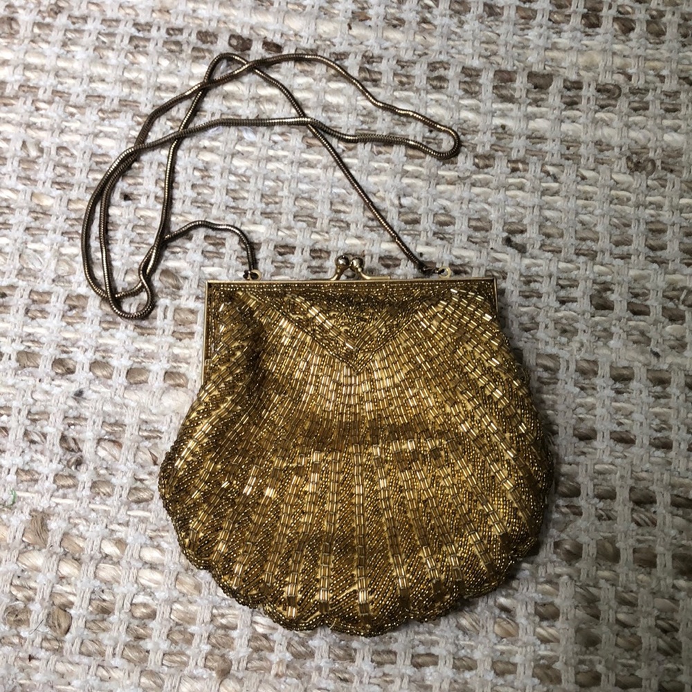 Vintage gold beaded evening purse